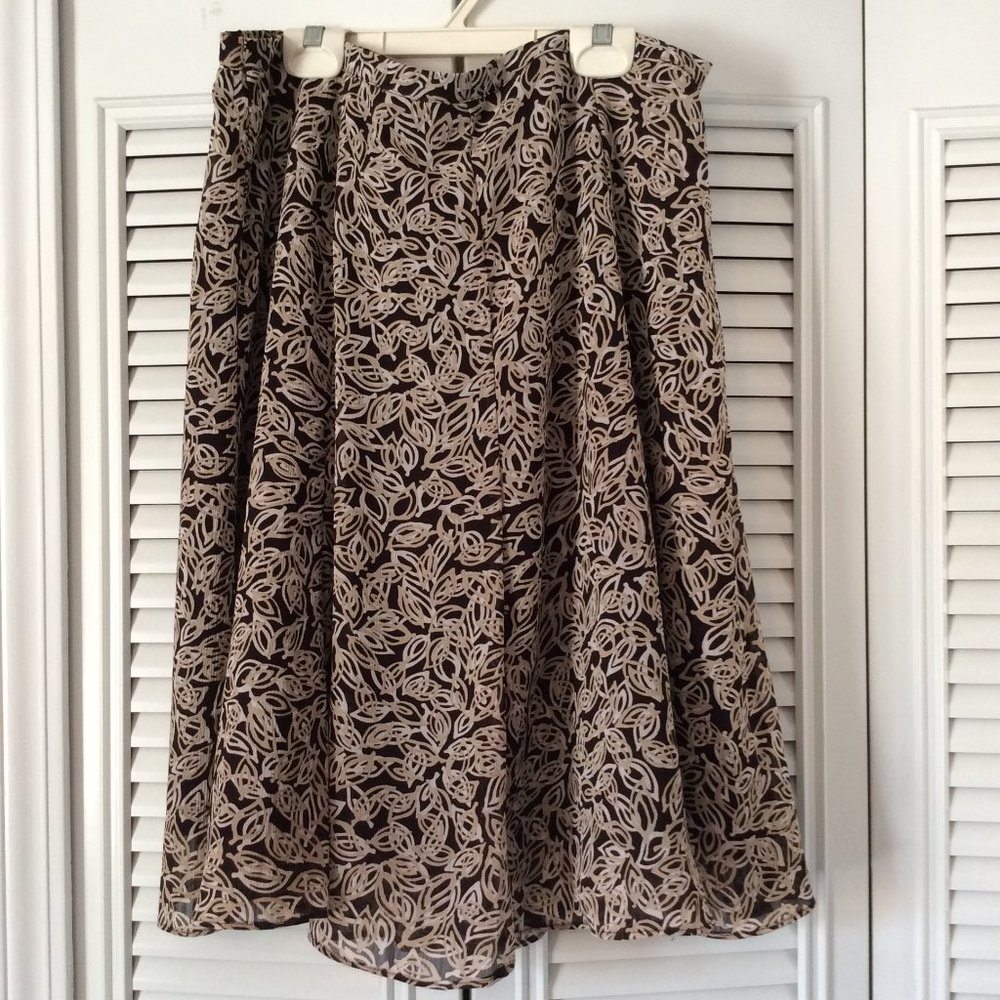 Brown Leaf Print Skirt